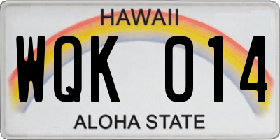 HI license plate WQK014
