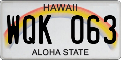 HI license plate WQK063