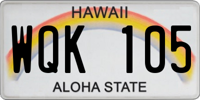 HI license plate WQK105