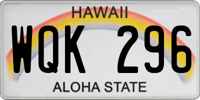 HI license plate WQK296