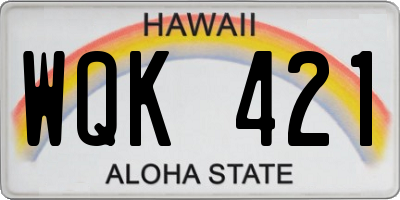 HI license plate WQK421