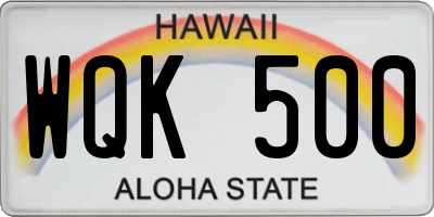 HI license plate WQK500