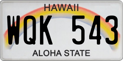 HI license plate WQK543
