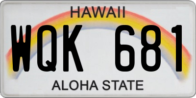 HI license plate WQK681