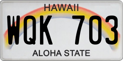 HI license plate WQK703