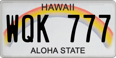 HI license plate WQK777