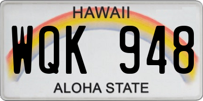 HI license plate WQK948