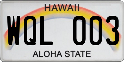 HI license plate WQL003