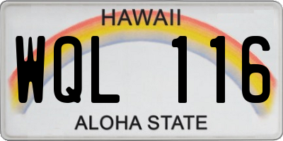 HI license plate WQL116