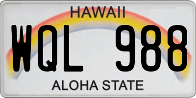 HI license plate WQL988