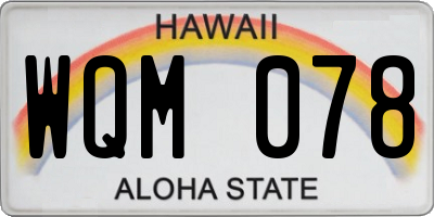 HI license plate WQM078