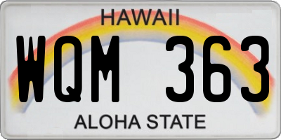 HI license plate WQM363