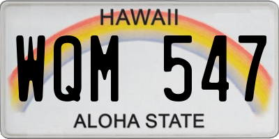 HI license plate WQM547