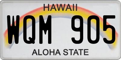 HI license plate WQM905