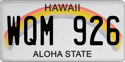 HI license plate WQM926
