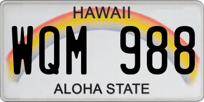 HI license plate WQM988