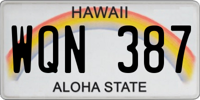 HI license plate WQN387