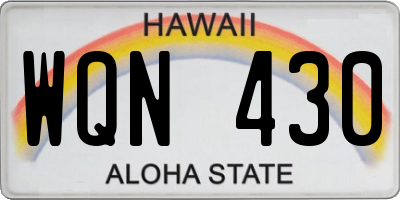 HI license plate WQN430