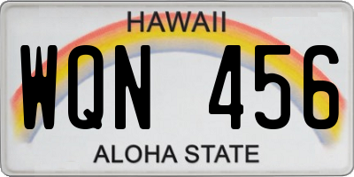 HI license plate WQN456