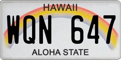 HI license plate WQN647