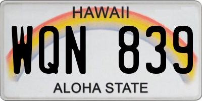 HI license plate WQN839