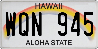 HI license plate WQN945