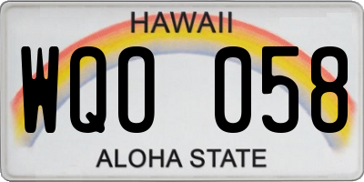 HI license plate WQO058