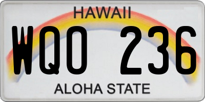 HI license plate WQO236