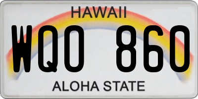 HI license plate WQO860