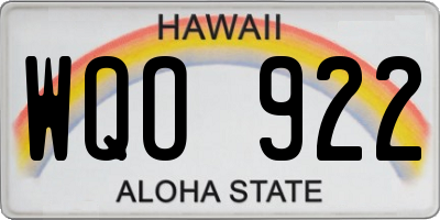 HI license plate WQO922