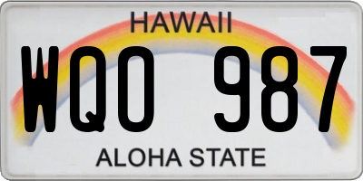 HI license plate WQO987