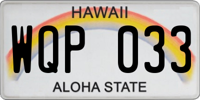 HI license plate WQP033