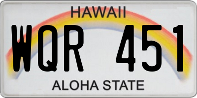 HI license plate WQR451