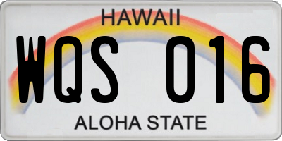 HI license plate WQS016