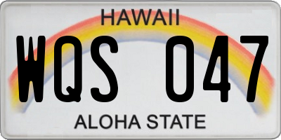 HI license plate WQS047
