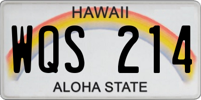 HI license plate WQS214