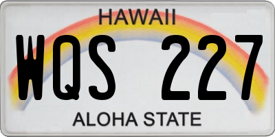 HI license plate WQS227