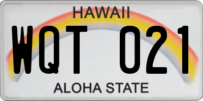 HI license plate WQT021
