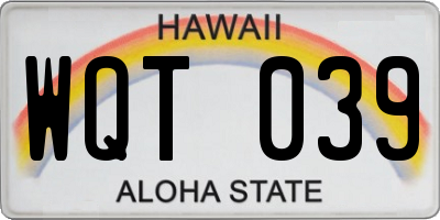 HI license plate WQT039