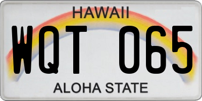 HI license plate WQT065