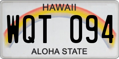 HI license plate WQT094