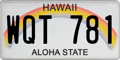 HI license plate WQT781