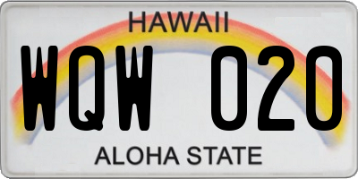 HI license plate WQW020