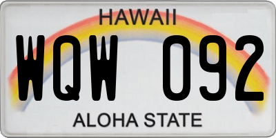 HI license plate WQW092