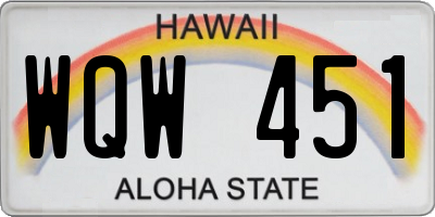HI license plate WQW451