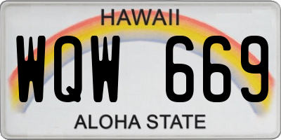 HI license plate WQW669