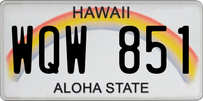 HI license plate WQW851