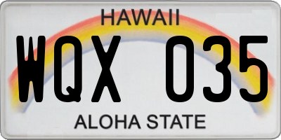 HI license plate WQX035