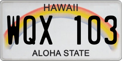 HI license plate WQX103