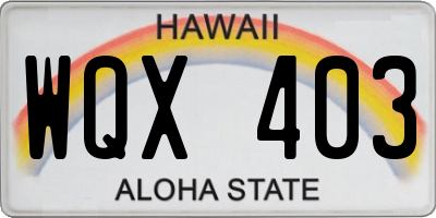 HI license plate WQX403